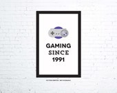 Gaming Since... - 11x17 typography print - custom print, retro style art, vintage print, inspirational, gaming gift, gamer, nintendo, mario