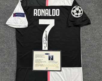 Cristiano Ronaldo SIGNIERTES Juventus Heim UCL Signature Shirt/Jersey + COA 2018-2021 Retro