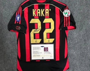 Kaka SIGNED 06/7 AC Milan Signature Shirt Maillot Rétro Manches Courtes