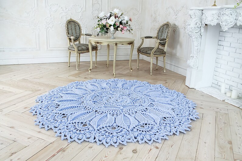 Absolutely stunning round rug 84 1/2 in doily rug lavender Etsy