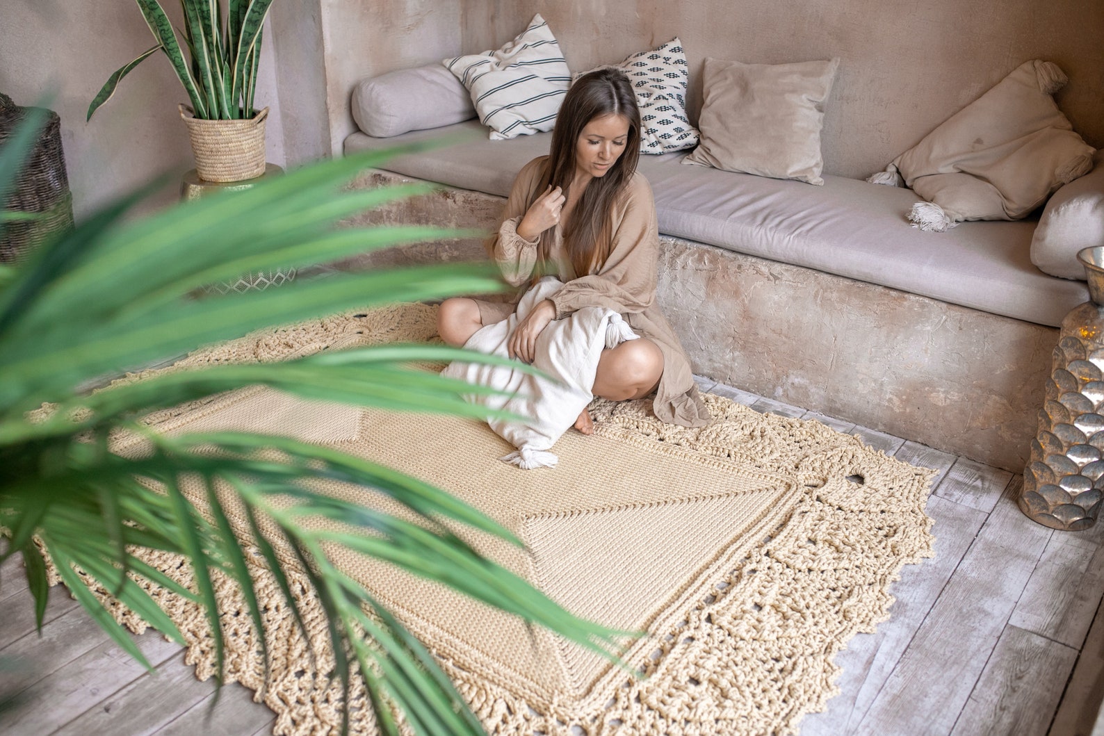 Crocheted Square Rug Tutorial LaceMirror Text Description Of Etsy