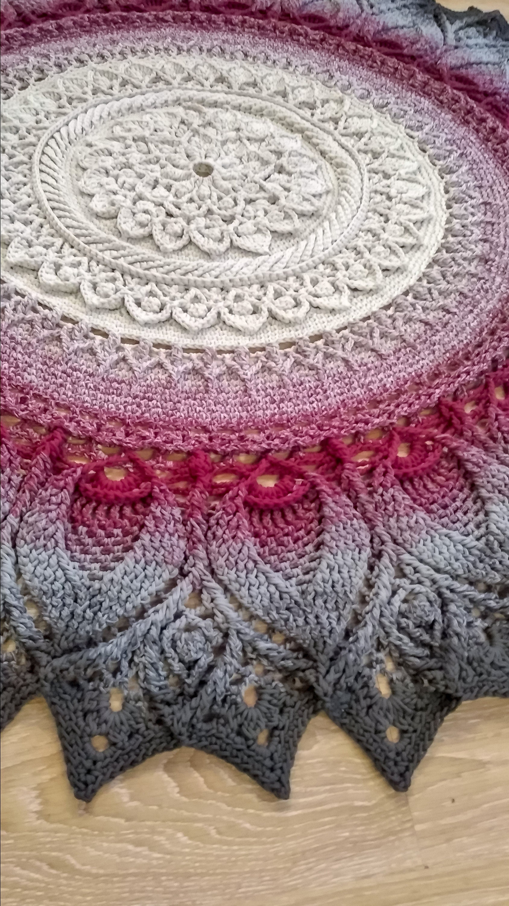 Big crochet rug with volumetric elements 78 2/3in doily Etsy