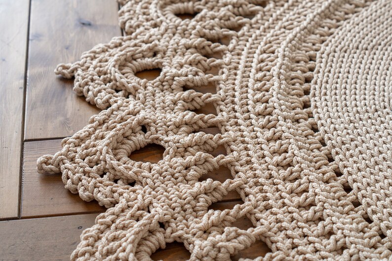 Crochet large oval rug from cord. Video tutorial. Pattern is Etsy