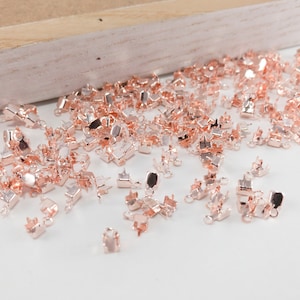 Connettori della Coppa della Catena di Renole Oro Rosa, Connettore Crimp, Gioielli Crimp, Crimps Fine 3mm