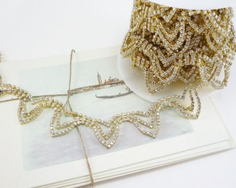 Trim des Stras Garland Trim, chaîne strass, strass, mariage Rhinestone appliques, clair cristal Trim, 20mm (Qté 1 Yard)