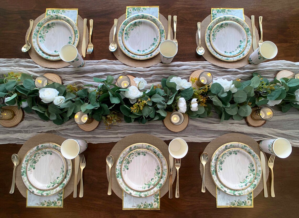 Woodland Sage Green Paper Plates Napkins Beverage Cups Etsy