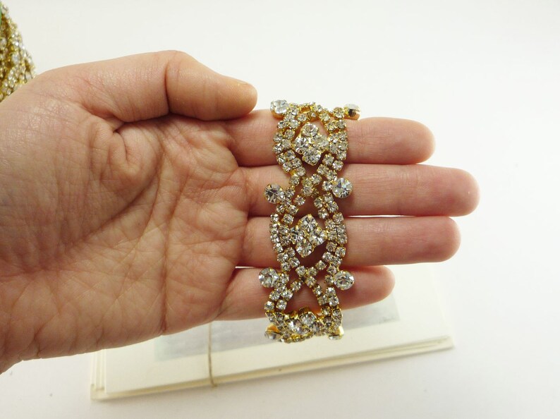 30mm Gold Rhinestone Luxury Border Trim in Clear Crystal for Etsy