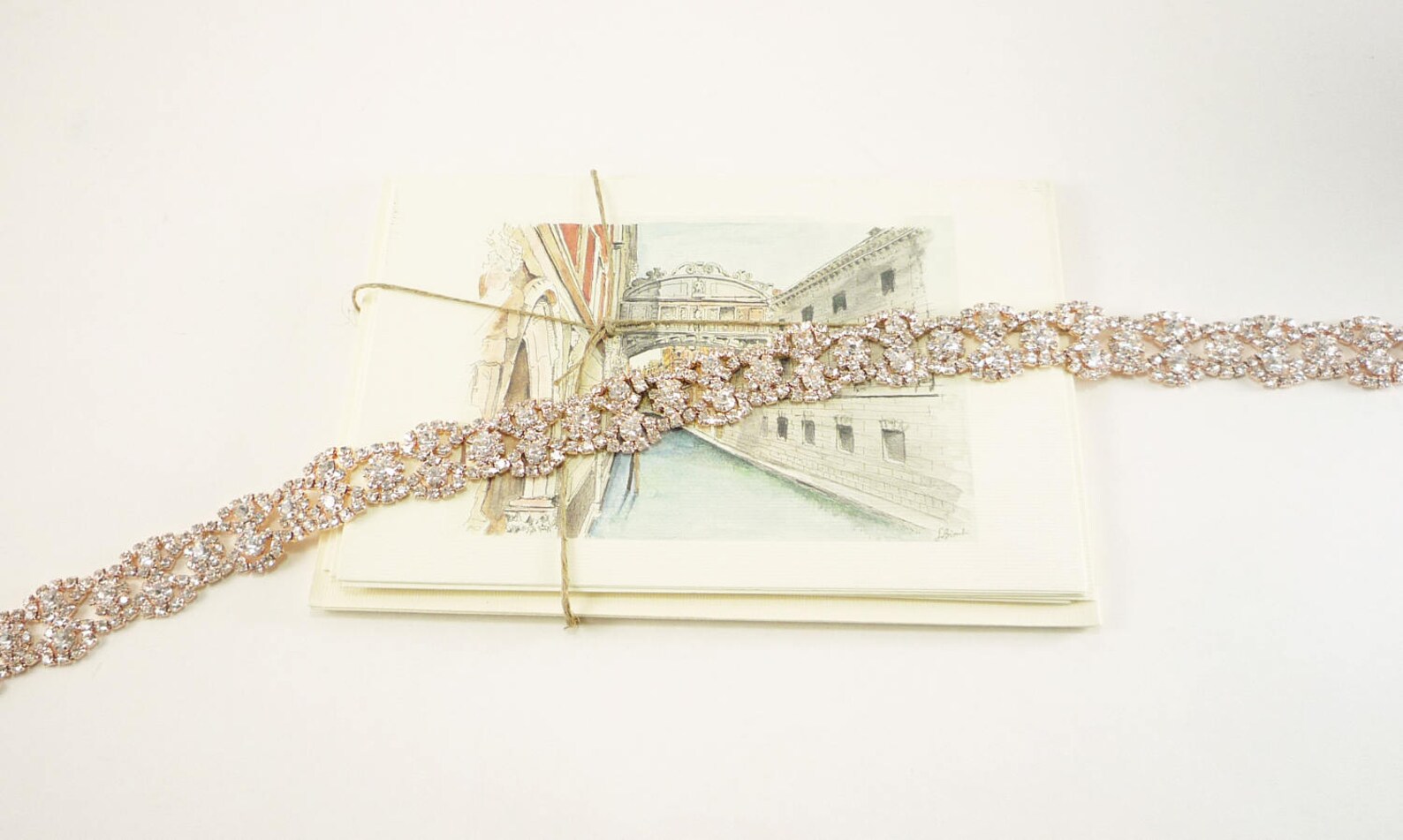 Rose Gold Rhinestone Luxury Border Trim, Clear Crystal Trim, Wedding ...
