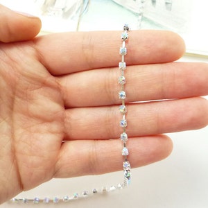 Silver Rhinestone Chain, AB Crystal, (3mm / 1 Foot Qty) - Etsy