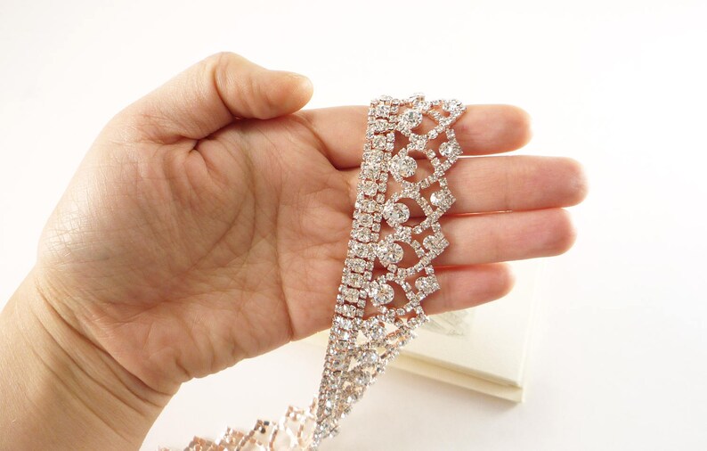 Clear Rhinestone Trims Rose Gold Rhinestone Art Deco Trim, Clear Crystal, Wedding Rhinestone ...