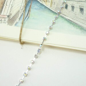 Silver Rhinestone Chain, AB Crystal, (3mm / 1 Foot Qty) - Etsy