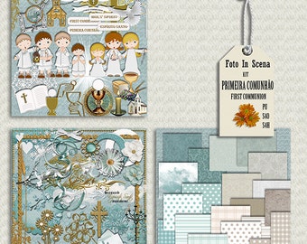 Digital kit FIRST COMMUNION, girl, boy, catholic religion