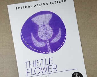 Shibori Thistle Flower, Paper Sewing Pattern, Shibori Pattern, Scottish Thistle, Stitched Shibori Pattern