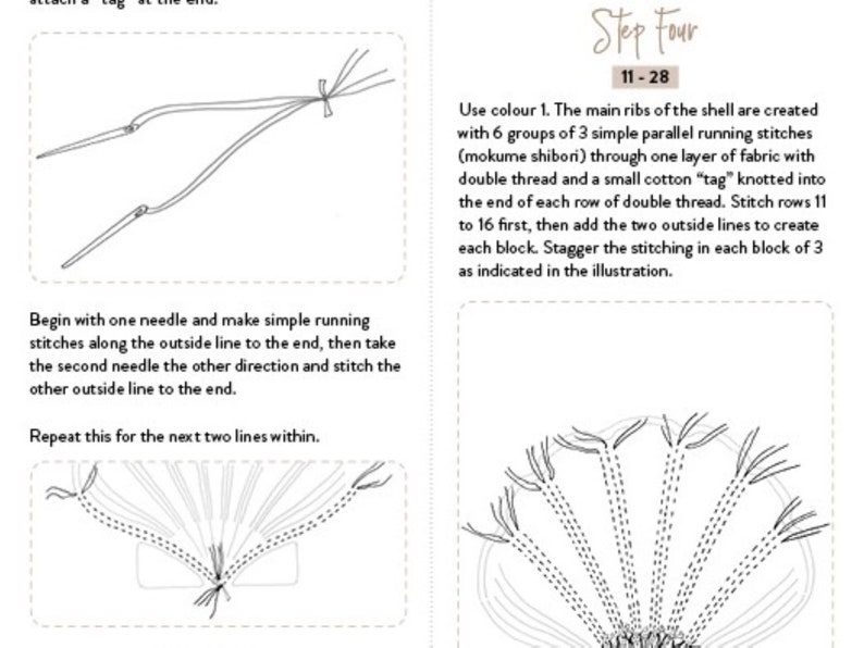 Shibori Scallop Shell, PDF Sewing Pattern, Digital Download, Shibori PDF Pattern, Shibori Shell, Shibori Stitch Resist Pattern image 4