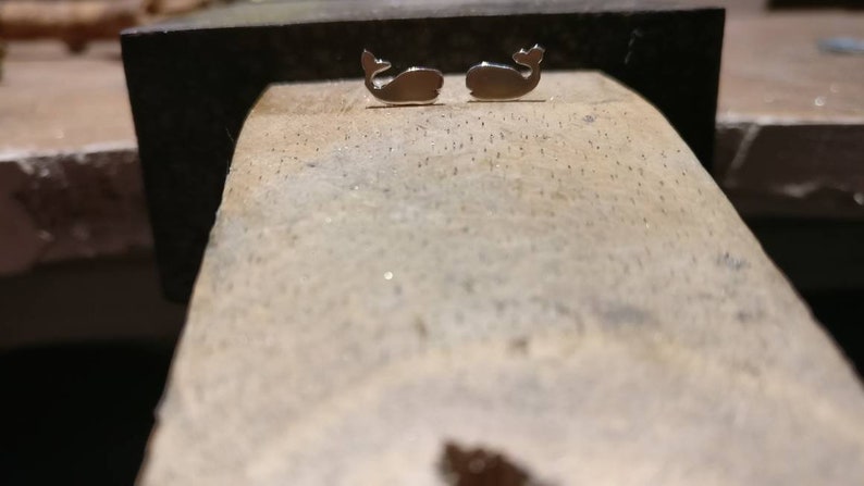 Silver Whale Earrings, whale gift, whale jewellery, ocean studs, whale earrings, orca earrings, nautical earrings, whale jewellery, sea stud image 1