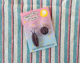 Armadillidiidae Pill Bug earrings