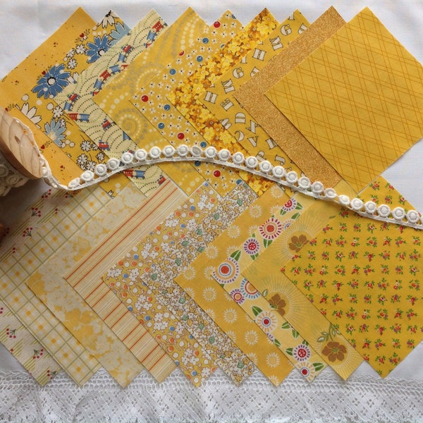 Charm squares in sunny yellow, 20 x 5".