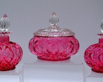 Fenton perfume | Etsy Pale Pink vanity set made by Fenton