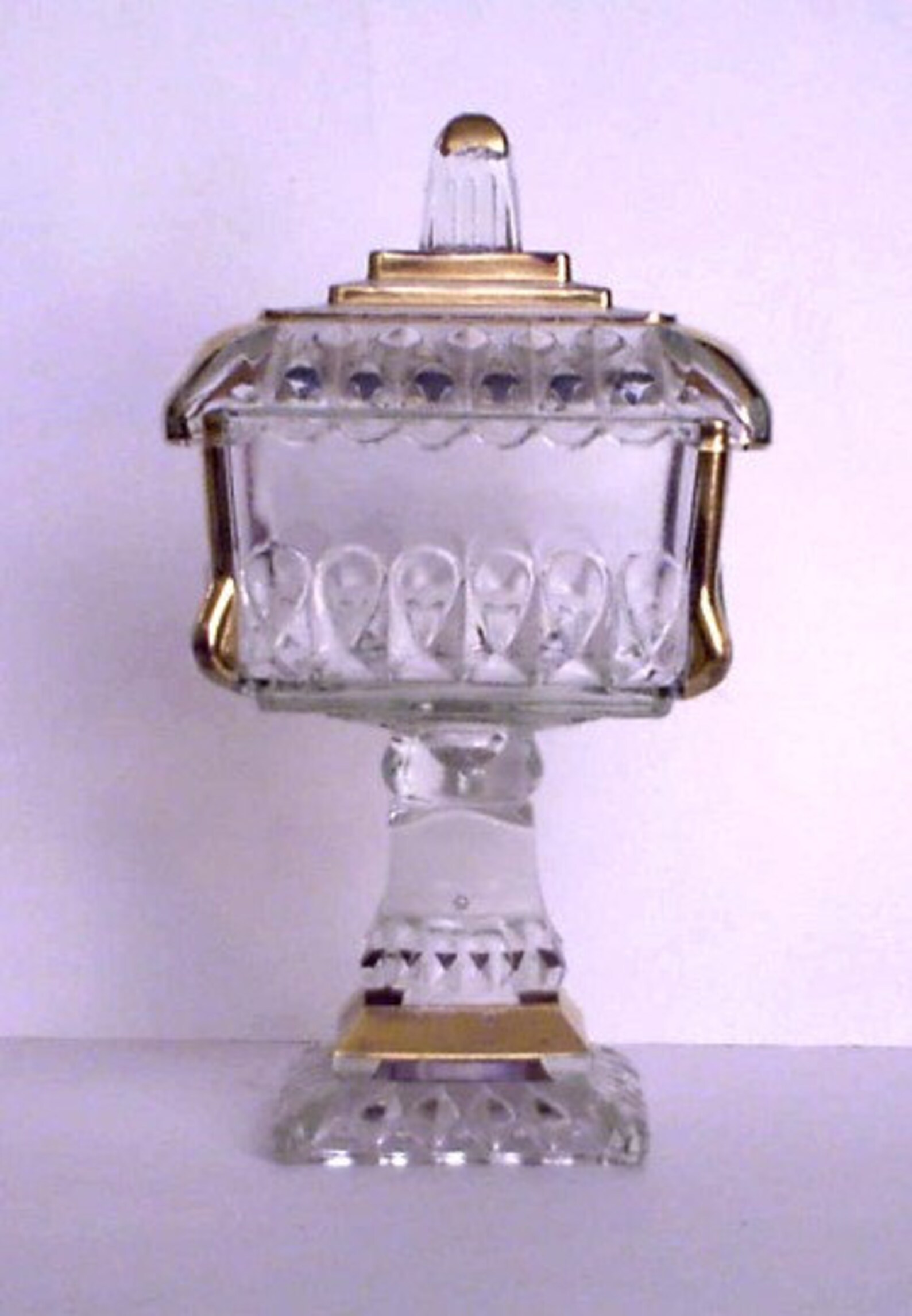 Candy Dish on a Pedestal with Lid Square Shape Depression Etsy