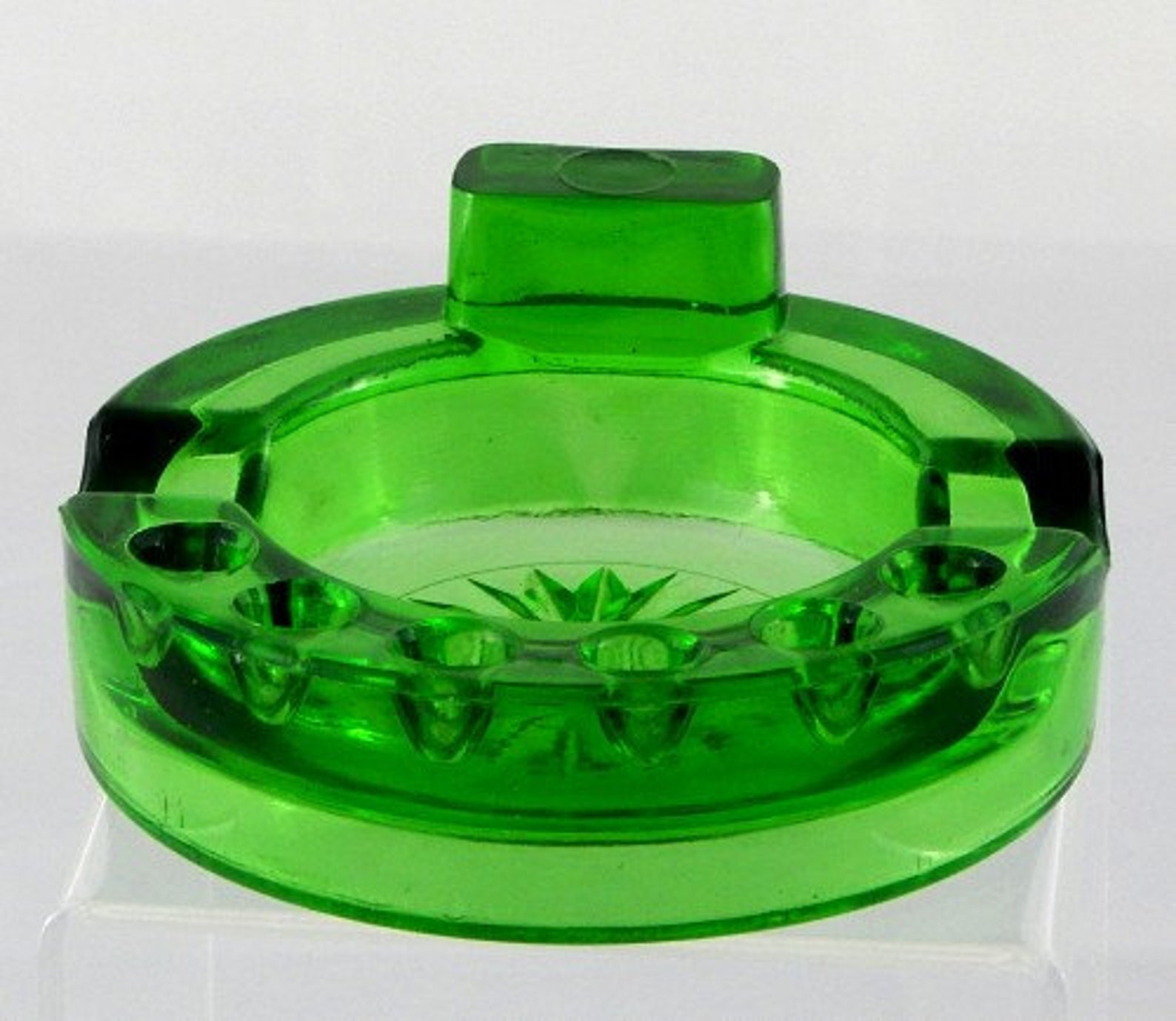 Ashtray Vintage Depression Vaseline Green Glass Pipe Smokers Etsy