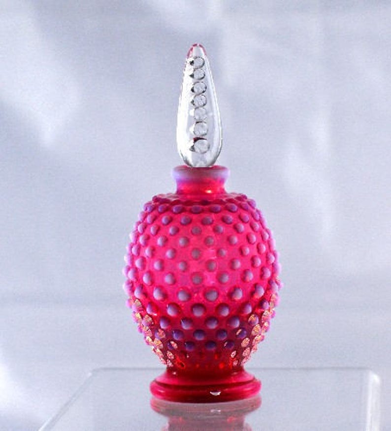 Stopper Dauber Cranberry Hobnail Hobnail perfume bottle | Etsy