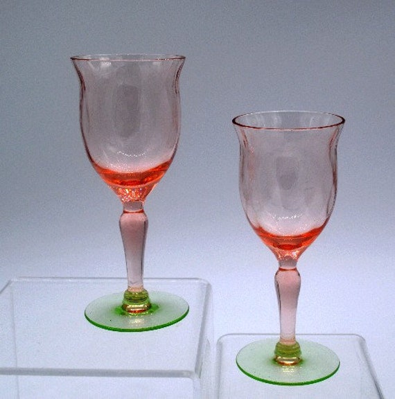 Cordials Rare Watermelon Pink And Green Vaseline Diamond Optic Etsy