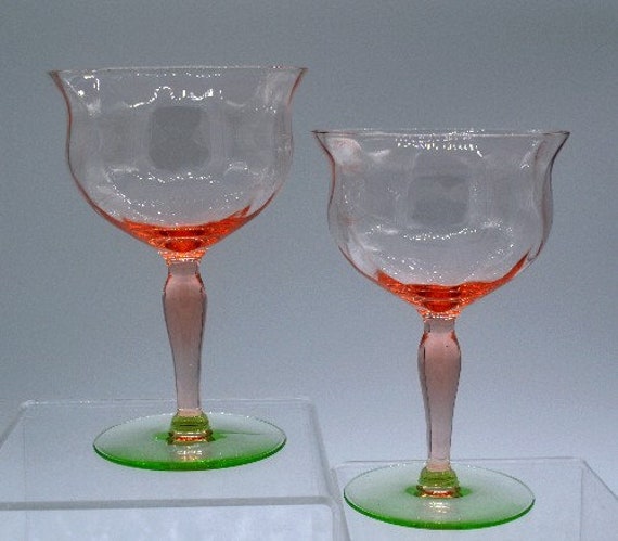 Sherbets Rare Watermelon Pink And Green Vaseline Diamond Optic Etsy