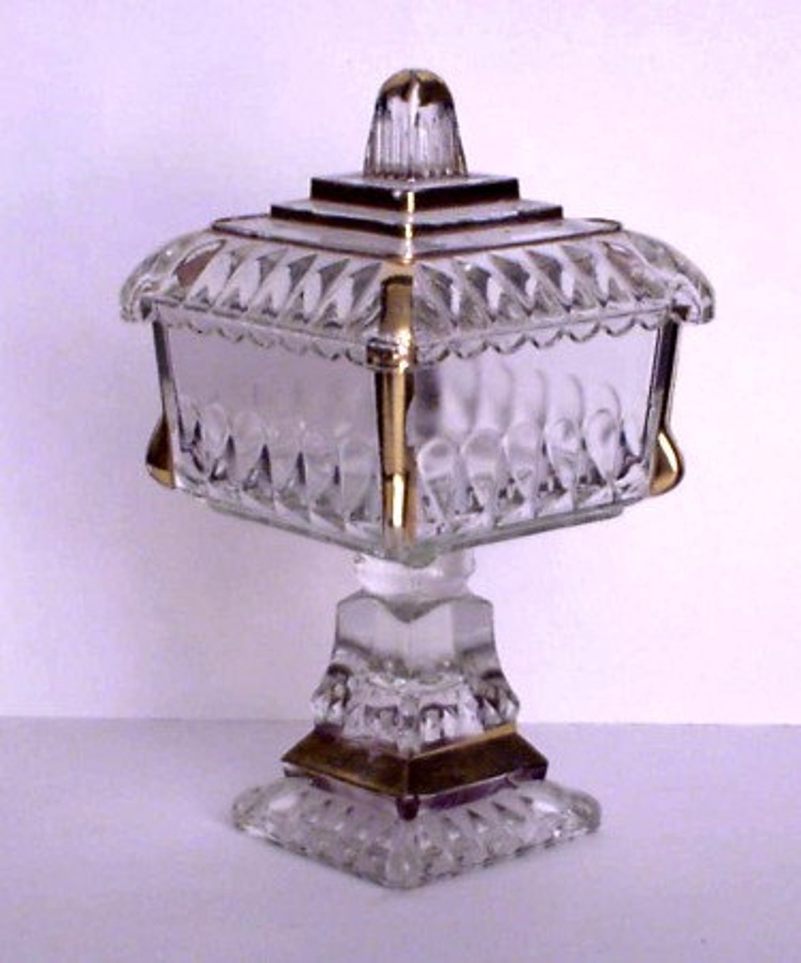 Candy Dish on a Pedestal with Lid Square Shape Depression Etsy