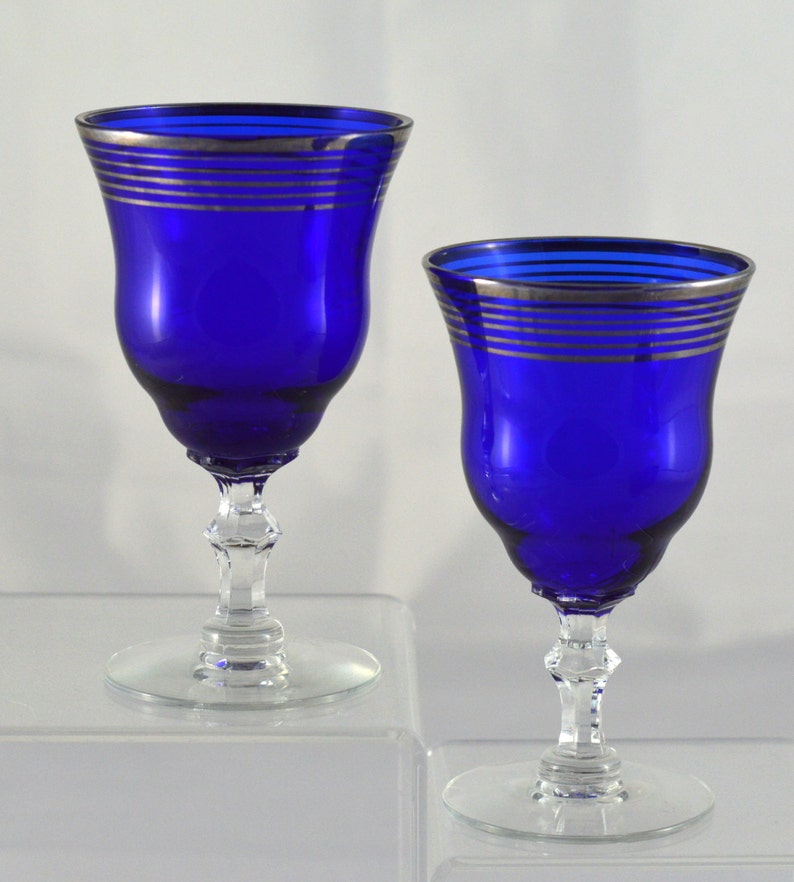 Wine Glasses Small Louie Glass Vintage Cobalt Blue with Etsy