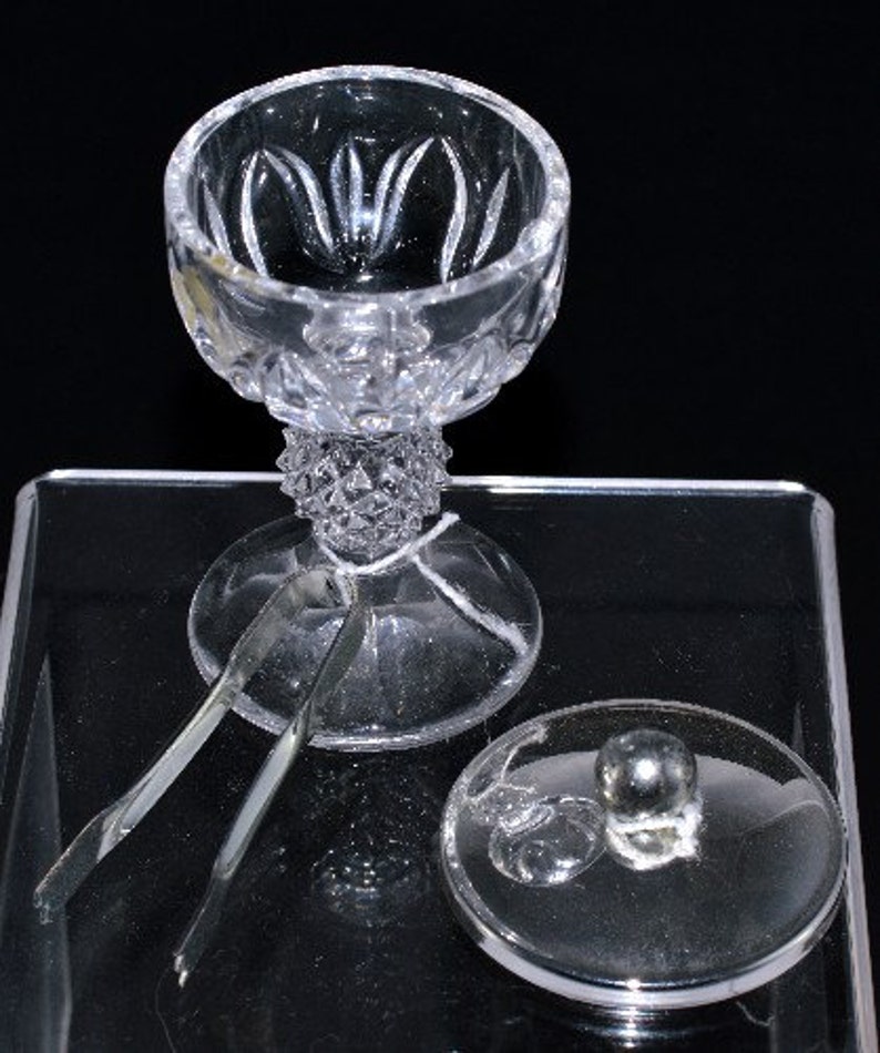 Condiment Serving Dish Vintage Glass Stem Dish with Silver Etsy