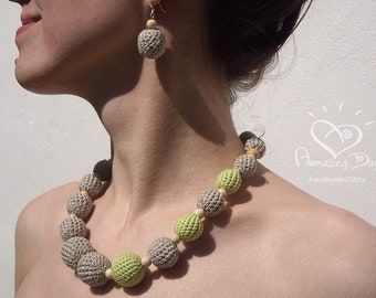 Green Clip On Earrings Striped Geometric Pattern Textile Eco Fair Jewelry