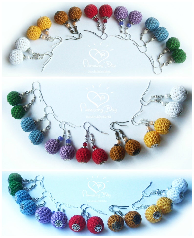 MINI Crochet EARRINGS Mini Ball Earrings Eco Friendly Etsy