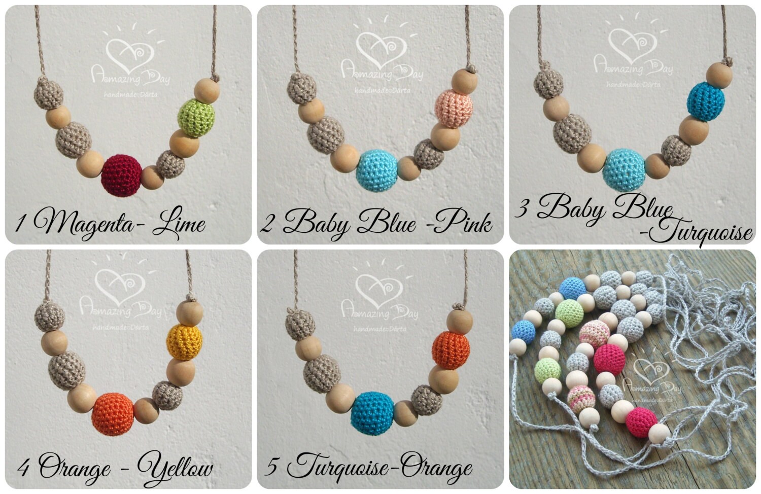 Baby Shower Gift Nursing Necklace Baby Blue Pale Pink Organic Etsy