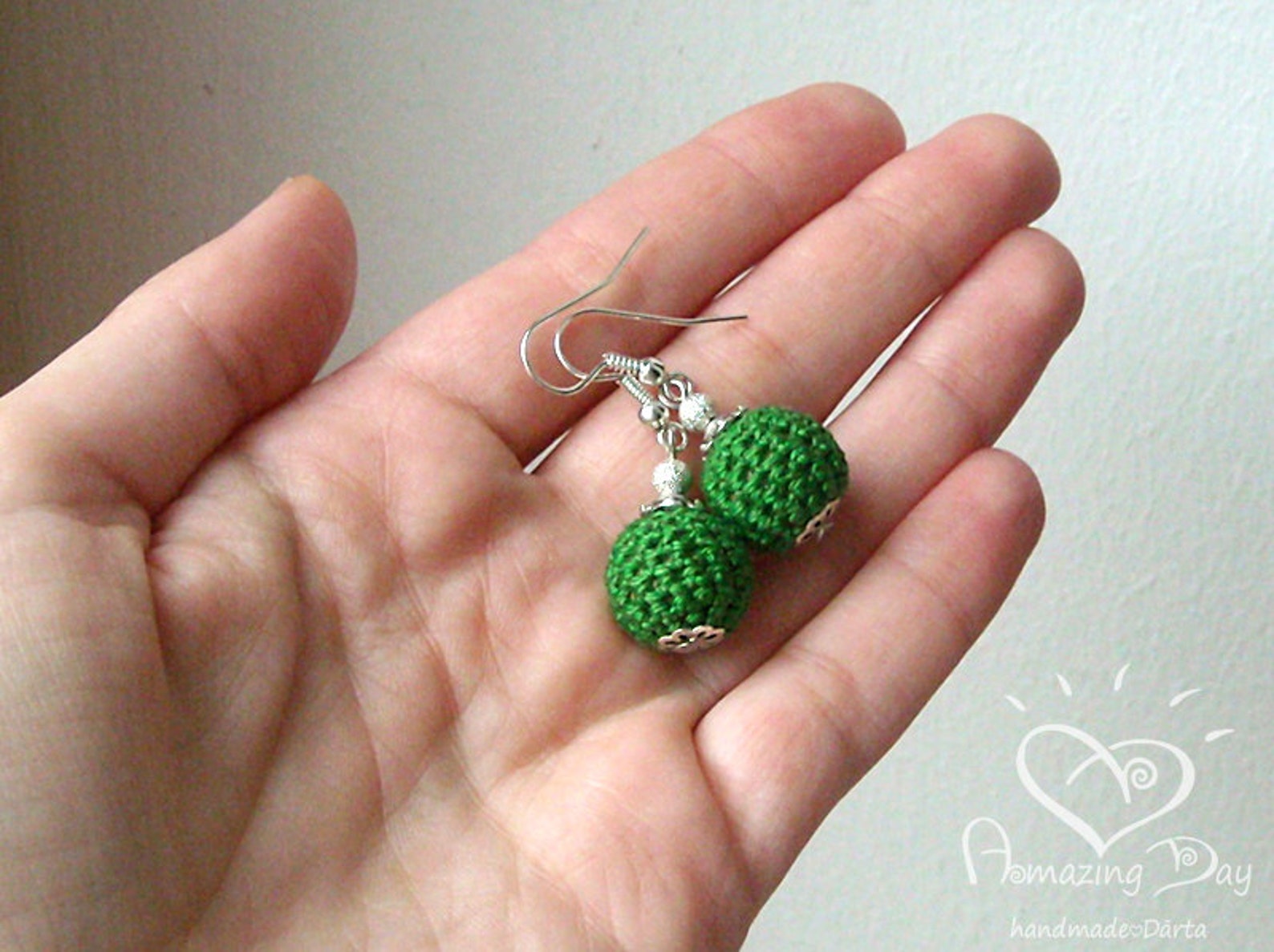 MINI Crochet EARRINGS, Mini Ball Earrings, Eco Friendly Earrings, Crochet Bead Jewelry Modern