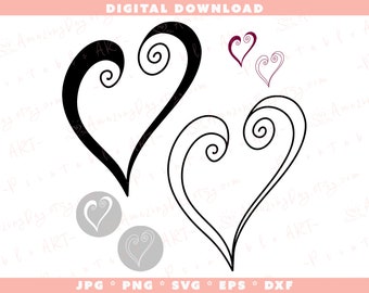 Spiral Heart SVG Bundle: Wedding, Valentine's Day Design (Digital Download)
