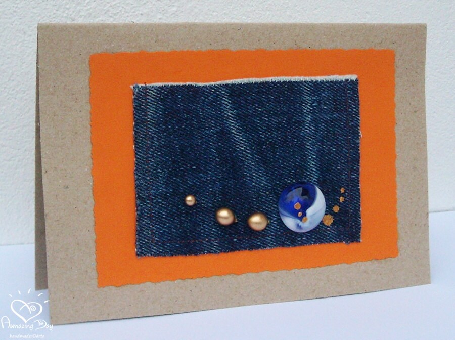 Blue Hindu style Card Zen greeting CARD with POCKET Gift Card Etsy
