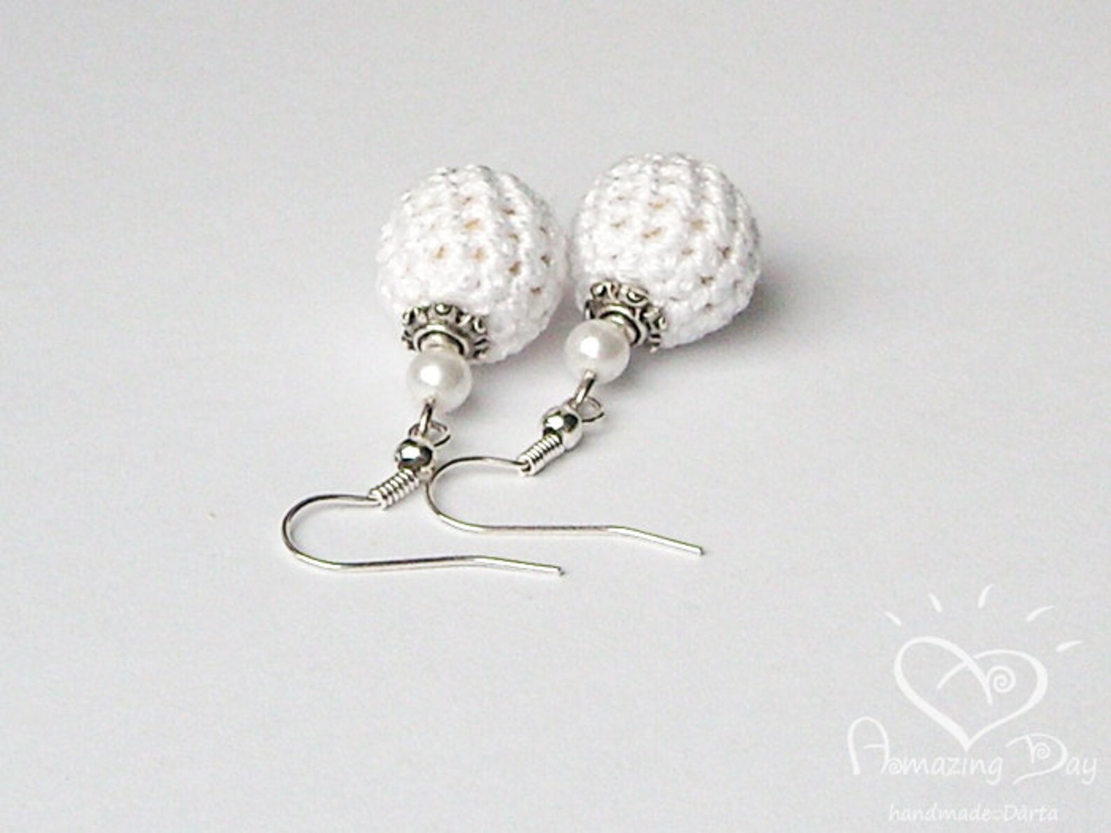 MINI Crochet EARRINGS, Mini Ball Earrings, Eco Friendly Earrings, Crochet Bead Jewelry Modern