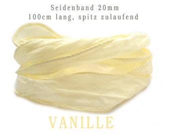 Silk Ribbon - Hand Dyed - Hand Sewn - Real Silk - Wrap Bracelet - VANILLE