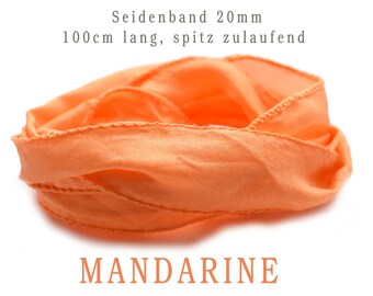Habotai Seidenband - Handgefärbt - Handgenäht - Reine Seide - Wickelarmband - Schmuckband - MANDARINE