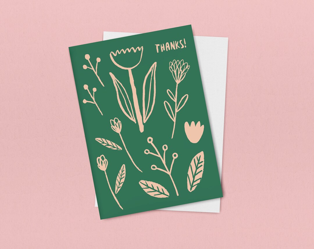 Floral Illustration | Thank You Card - Etsy