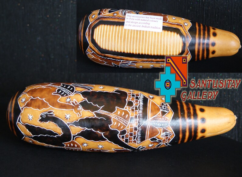 South American Carved Instrument Guiro Peruvian Folk Art Hand Etsy