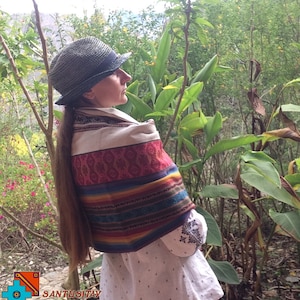 Exclusive Soft baby alpaca wool hand crafted on the loom shawl neck warmer rainbows colours and white ethnic pattern elegant exclusive gift