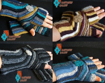 Exclusive Alpaca wool Warm soft mittens brown grey mint blue ecrue Finger less Winter Gloves ipad iphone easy use Christmas