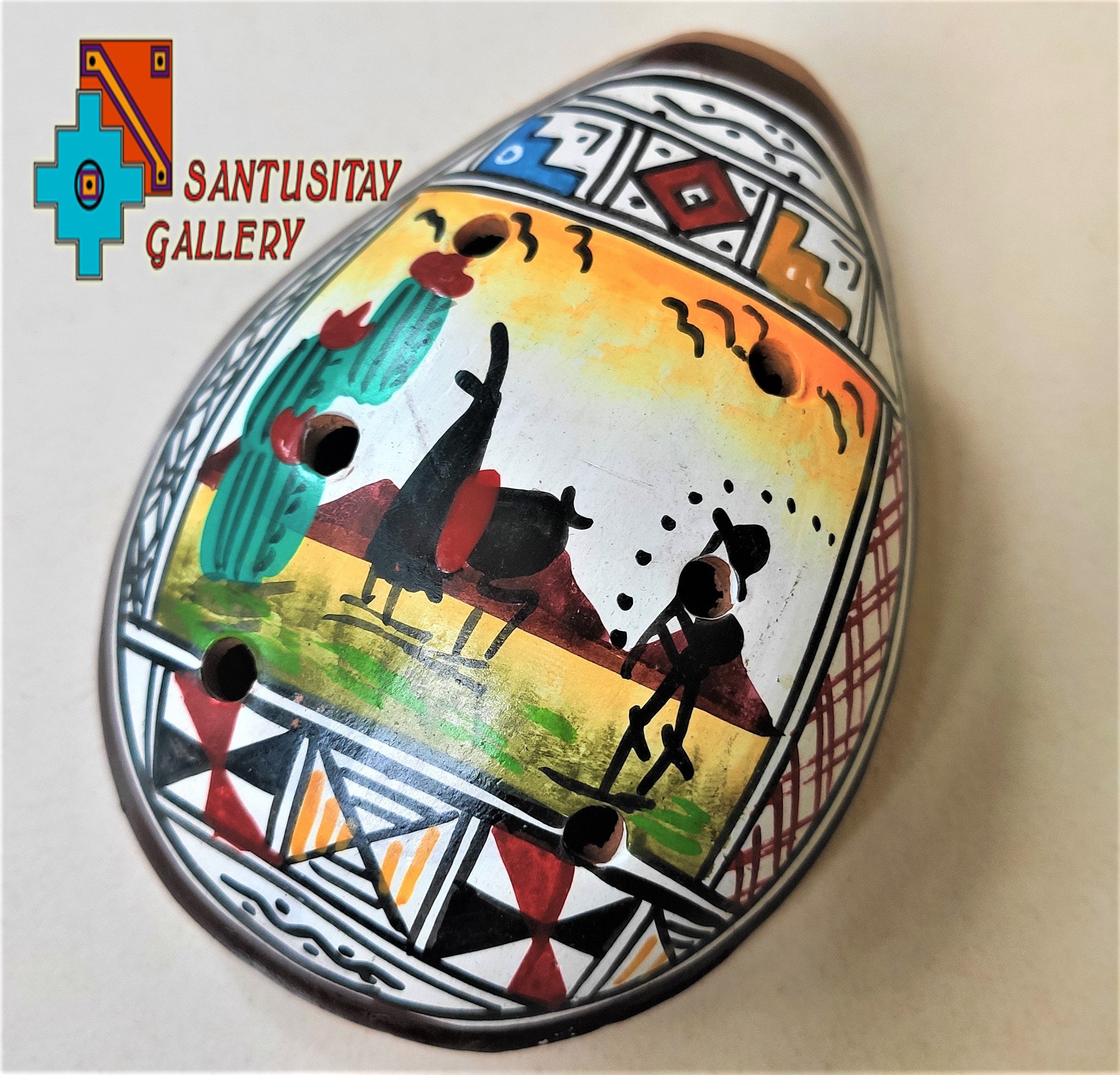 ホビー・楽器・アート COLLECT BOMU South American Carved Painted Ocarinas Peruvian Folk Art Hand Made