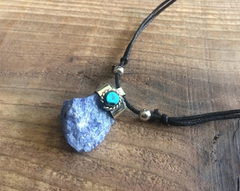 Purple lapiz lazuli stone pendant powerful stone for broadening your understanding helps resolve issues with self-expression hand crafted
