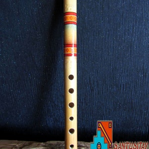 Peruvian Quena flaute Instrument Folk Art handcrafted Amazonian wood original sound of wind painted