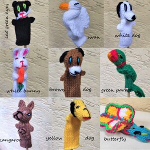 Knitted finger puppet yarn wool kids funny toy gift children inspiration theathre image 5