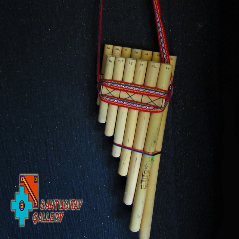 Peruvian Zampoña Malta flaute Instrument Folk Art handcrafted bamboo sound of wind image 1