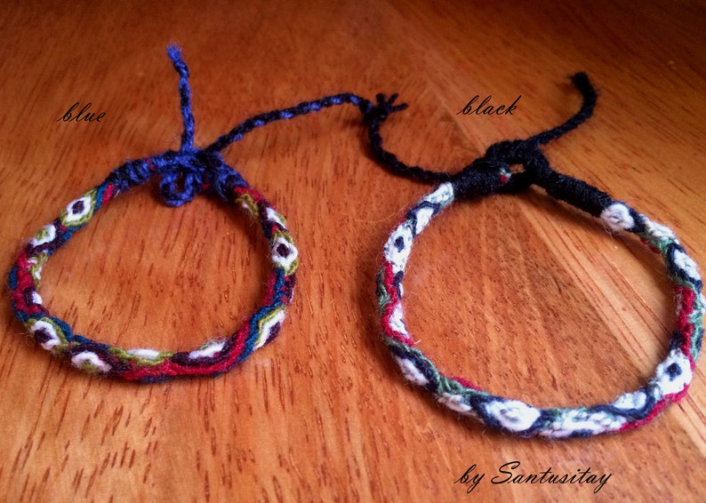 Snake Woven on the loom bracelet friendship alpaca wool hand made twist hand crafted bracelet colourful hippi boho beige blue woven