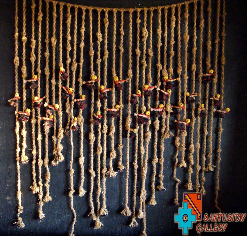 Custom order Old Peruvian quipu kipu khipu replica extreme size hanging for a wall knot record used by Incas Andean cultures sizal hemp image 1